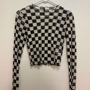 MESH CHECKERBOARD TOP